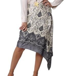 Banana Republic 100% Silk Asymmetric Paisley Bandana Western Festival Skirt 12